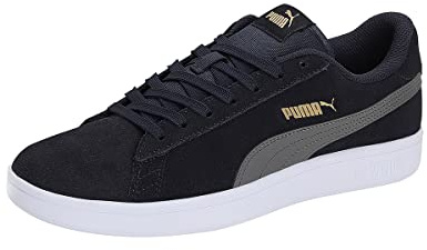 PUMA Mixte Smash V2 Baskets, Puma New Bleu Marine Castlerock Puma Team Or, 43 EU