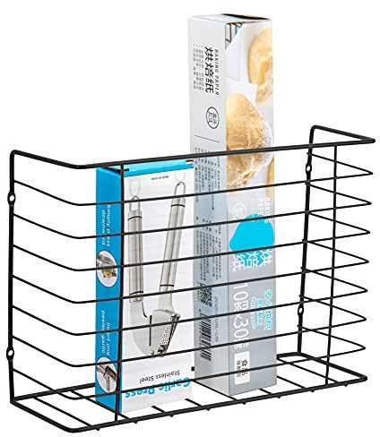Lonian Kitchen Wrap Organizer Rack, Cupboard Door/Cabinet Door/Pantry Door/Wall Mounted Hanging Storage Basket for Cutting Board Holder, Tin Foil, Wax Paper and More