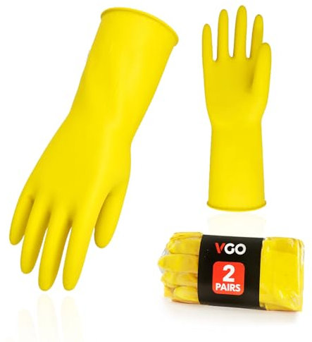 Vgo... 2 Paare Wiederverwendbare Handschuhe für Küchenarbeit, Haushaltsreinigung und Geschirrspülung, Langarm,Multifunktional (HH4601)