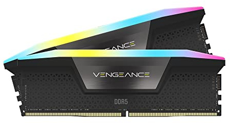 CORSAIR Vengeance RGB DDR5 RAM 32GB (2x16GB) 7000MHz CL34 Intel XMP 3.0 Desktop-Arbeitsspeicher – Schwarz (CMH32GX5M2X7000C34)