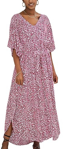 YOUKD Femmes Été Boho Kaftan Plus Taille Robe Beach Coverup Robe Peignoirs Long Taille