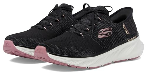 Skechers EdgerideScarpe Donna, Bordo Rosa Lavorato a Maglia Nera, 38 EU