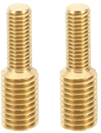 PATIKIL M8x20mm to M12x20mm Double End Threaded Stud Screw Bolt, 2 Pack Brass Rod Bolts Thread Reducer Adapter for Furniture Fastener, Hardware Connector