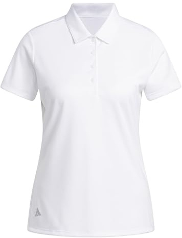 adidas Women's Women's Solid Performance Short Sleeve Polo Shirt, White, XS