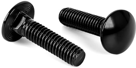 MewuDecor 1/4-20 x 1-1/2 Carriage Bolts Screws, Stainless Steel 18-8 (304), Round Head, Square Neck, Fully Threaded, Black Finish, 25 PCS