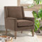 COLAMY Sessel Moderner Ohrensessel für das Wohnzimmer, gepolsterter Stoff-Akzent-Fauteuil, Einzelsessel mit Lounge-Sitz und Holzbeinen für Schlafzimmer/Büro/Leseecken (Braun)