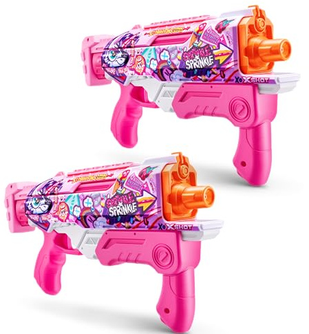 XSHOT Fast-Fill Skins Pink Hyperload (2 Pack) by ZURU, Watergun, Water Blaster Toys, 2 Blasters Total, Fills with Water in just 1 Second!