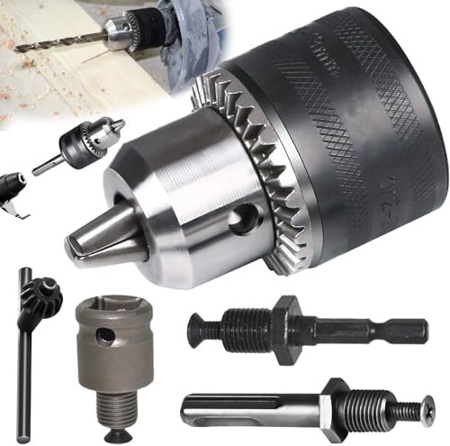 Mikqky 5 Pièces Mandrin Perceuse 1,5-13 mm, Mandrin à Couronne Dentée 1/2-20UNF, Sds-Plus Mandrin Perceuse, Mandrin Pour Visseuse à Percussion, Mandrin De Perçage Avec Clé De Mandrin