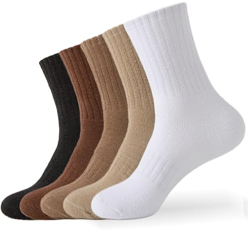 VoJoPi Wool Socks for Women Thermal and Warm Hiking Winter Thick Cozy Cushion Boot Work Socks 5 Pairs, Size 5-10