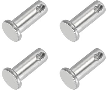 PATIKIL 8 x 20 Mm Single Hole Clevis Pins, 4 Pcs 304 Stainless Steel Flat Head Pin for Hitch Pin Lock Link Hinge Systems, Silver