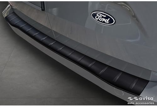 Avisa Matt-Schwarz Edelstahl Heckstoßstangenschutz kompatibel mit Ford Transit Custom & Tourneo Custom (V710) 2023- / Volkswagen Transporter T7 2024- 'Ribs', Mattschwarz