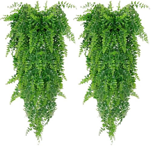 BDHYYM 2 Piezas Plantas Artificiales Colgantes Enredadera Planta Artificial Colgante, Plantas Colgantes Artificiales, Helechos Colgantes para Sala de Estar, Cocina, Balcón, Jardín