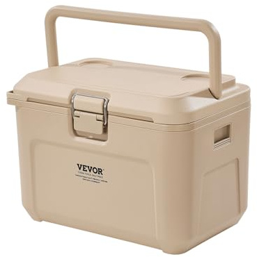 VEVOR 16.5 QT Hard Cooler with Ice Retention, Heavy-Duty Handles, Cup Holder, Lightweight Rigid Material, Suitable for Family Picnics and Short Trips
