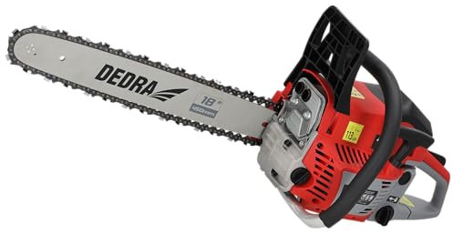 Benzin-Kettensäge 2,4 kW 58 cm³, bis 12000 U/Min DEDRA mit zwei Führungsschienen: 18 (45 cm) und 16 (40 cm), Zweitakt-Einzylinder, luftgekühlt, 25 m/s Kettengeschwindigkeit
