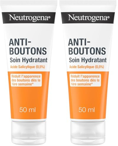Neutrogena - Soin Hydratant Anti-Boutons (tube de 50 ml) – Crème pour le visage à l'acide salicylique (0,5%) – Réduit l'apparence des boutons dès la 1ère semaine* (Lot de 2)