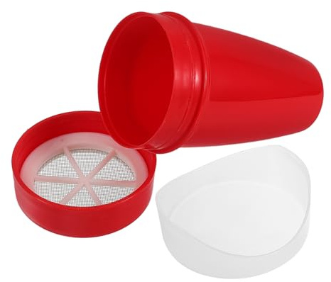 LOORGVEL Cedazo de Harina Manual para Espolvorear Azúcar y Café Malla Fina de Acero Inoxidable y Plástico, Agitador de Polvo Rojo en Cocina