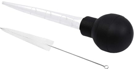 Cooking Baster - Rubber PP Kitchen Food Injector, Meat Basting Tube | Essentiāl Kitchen Gadget For Roasting, Cooking Pipette - Cleaning Brush For Holiday Turkey Chicken Barbecue Grill