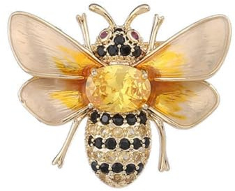 CHarmeFleur Rhinestone Bienen Brosche Anstecknadel para Mujer Niñas Estilo de Moda Linda Abeja de Miel Amarillo Negro Cristal Abejorro Animal Insecto Broches Alfileres de Solapa