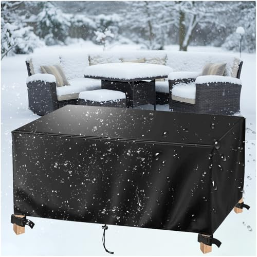 AJALGZ Funda Mesa Jardin, 48x48cm Fundas Protectoras para Muebles de Jardin Rectangular, Tela Oxford 420D Funda para Mesa Impermeable Cubiertas de Mesa y Silla, Negro - 48x48x48cm/L x An x Al