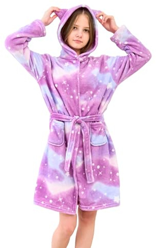 Ceruwum Peignoir Licorne pour Filles Robes de Chambre en Molleton Doux avec Capuche