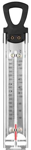 2026 Upgraded Candy Thermometer with Pot Clip and Hanging Ring Handle, Stainless Steel Deep Fry Thermometer, Candy/Deep Fry/Jam/Sugar/Syrup Thermometer, Instant Read Food Thermometer for Home Cooking