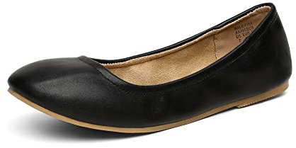 DREAM PAIRS Women's Slip On Round Toe Ballet Flats Pumps Shoes Sole-Fina Black Size 8 US/ 6 UK
