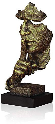 LEPENDOR Abstract and Creative Desk Decorations The Thinker Statue - Handcrafted Silent Men Statues Resin Abstract Sculpture Office Home Decor Figurine Gift (Silence Gold)