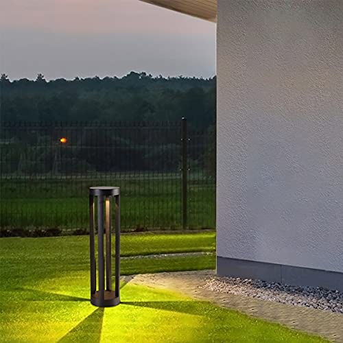 ACMHNC 15W LED Borne Lumineuse Exterieur Moderne Lampadaire Jardin avec Detecteur De Mouvement, IP65 Étanche Lampe De Jardin Noir en Aluminium pour Chemins, Pelouses, 3000K Blanc Chaud,1200LM,60cm
