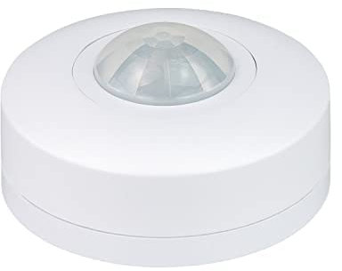 POPP® Electric Interruptor Sensor de Movimiento PIR para Superficie Techo Ajustable Detector 360º 6M IP20 Interior, MAX 3-2000LUX Ajuste de Tiempo 10SEC-17MIN (Pack 1 Unidad)
