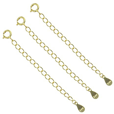 OTOTEC 3 Piezas Extensiones de Cadena Extensora de Collar con Cierre de Resorte para Collar Pulsera Fabricación de Bricolaje Chapada en Oro de 18 Quilates sobre Plata de Ley 925