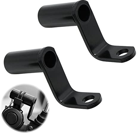 Moto Estensore per Manubrio Supporto - Luci da Lavoro Universale Torcia Specchietto Retrovisore Bici Tachimetro Faro Prolunga Staffa Scooter Luce Cellulare (2 Pezzi, Nero)