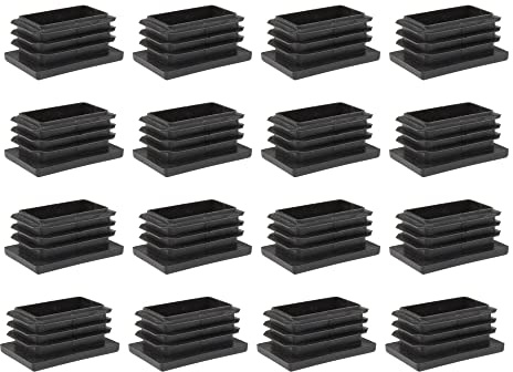 Lot de 16 bouchons à lamelles pour tubes rectangulaires - Capuchons de protection - En plastique - 25 x 38 mm - Rectangulaire