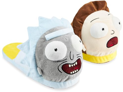 RICK AND MORTY Chaussons Homme Fantaisie Pantoufles Homme Confortable Cadeau Drole Humoristique Rigolo Homme Ado 38-45 (Multicolore, 44-45 EU)