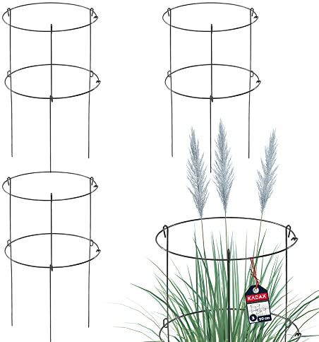 KADAX Soporte de jardín de acero con recubrimiento en polvo, sujeta macetas, soporte para plantas, soporte para flores, jardín, balcón, soporte para plantas (juego x 3: altura: 90 cm)
