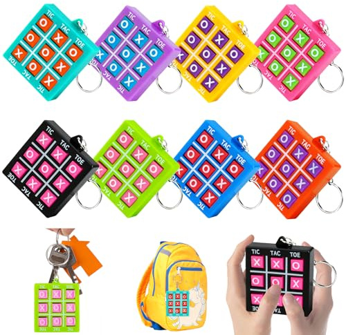 16PCS Tic Tac Toe Game Birthday Party Favors Easter Basket Goodie Bags Stuffers for Kids 3-5 4-8 8-12 Classroom Treasure Box Carnival Prize Small Toys Bulk Keychain Pinata Filler Return Gift Girl Boy