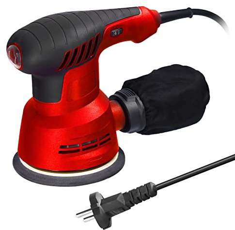 YIWENG Ponceuse excentrique électrique portative 300 W 5 pouces 125 mm plaque de ponçage ponceuse électrique traitement du bois meubles voiture polisseuse avec boîte à poussière 6 vitesses de régulati