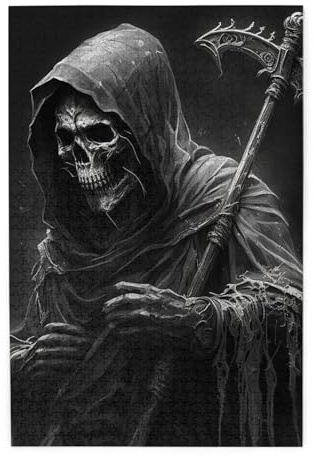 HERRECX 1000 Piece Jigsaw Puzzle - Black Grim Reaper Sickle Mystic Dark Wood Puzzle for Adults Teens Family Game Educational Toys Gifts