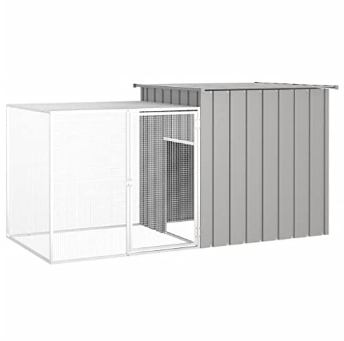 LAPOOH Kaninchenkäfig, Hamsterkäfig, Hasenkäfig, Kaninchenstall, Meerschweinchen Gehege, Meerschweinchen Käfig, Laufstall, Grau 200x91x100 cm Verzinkter Stahl
