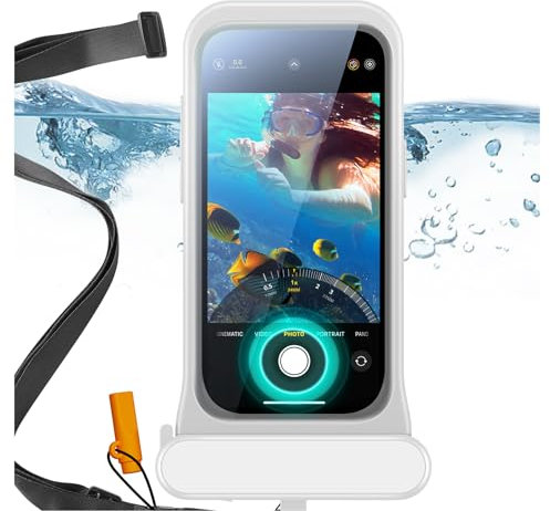 ESR wasserdichte Handyhülle für iPhone 15/14/13, Berührungsempfindlichkeit unter Wasser, schwimmende wasserfeste IPX8 Handyhülle mit Trageband, Weiß