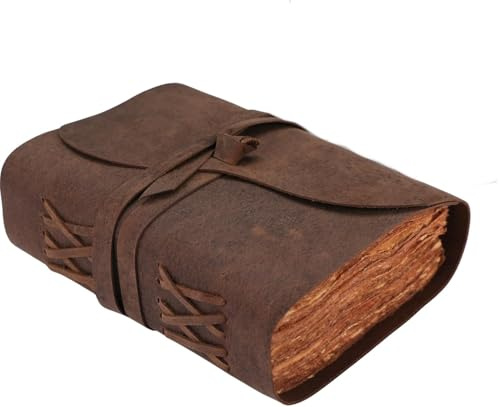 Fausta Flap Vintage Leather Journal for Men & Women, 240 Pages 7 x 5 - Handmade Writing Notebook, Deckle Edge Cotton Paper 150 GSM | Rustic Brown Travel Diary & Sketchbook, Gift for Writers/Artists