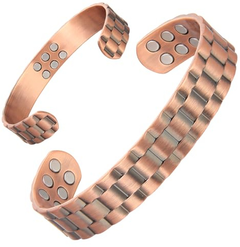 MagEnergy koppararmband för män, ultrastyrka magnetarmband med 18 stycken magneter, 99,9 % ren koppar, justerbar presentförpackning för smycken (koppar klassisk)