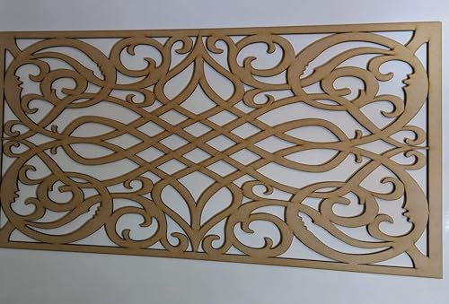 Wooden mesh Decorative Panel, Wall partition, Radiator Cover Grille, Cut-Outs, Kitchen Furniture, Laser Cut in 6mm Thick MDF (Size 1200mm x 500mm) G4 Pattern. Made in The UK. (unprimed)