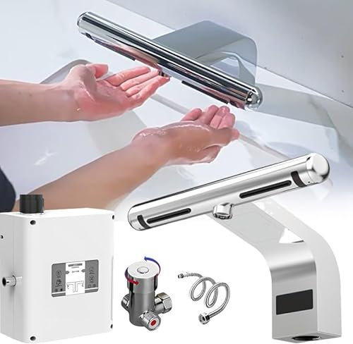 factildfulzhan Secador de Manos Inteligente 2 en 1 de Alta Velocidad con Sensor automático, Aire frío y Caliente Ajustable, Secado de Manos en 6-10 Segundos, diseño Que Ahorra Espacio, Color Plateado