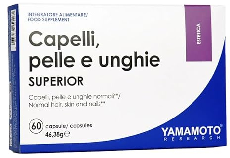 Yamamotò Capelli, pelle e unghie Superior 60 Capsule- Collagene Idrolizzato, Coenzima Q10, Vitamine e Minerali - Rigenerante completo- Senza Glutine, Senza Lattosio