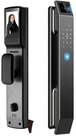 Cerradura Inteligente, Cerradura De Puerta Digital con Reconocimiento 3D, con Cámara, Huella Dactilar, Contraseña, Desbloqueo, Cerradura Electrónica Sin Llave,Cerradura Inteligente Puerta Exterior(D1