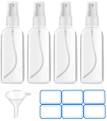 DTDNZKN 4 Pack 2 Oz (50ml) Mini Spray Bottles Clear, Plastic