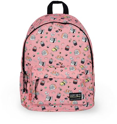 Legami - My Backpack, Sushi Cat, scolaire doublé et rembourré, scolaire à fermeture éclair, poche interne pour ordinateur portable et tablette, sac à dos de voyage 32 L, 35 x 45 x 20 cm