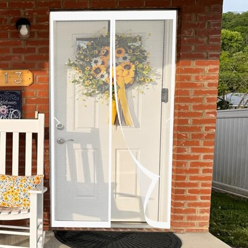 Zanzariera Magnetica 89 x 270 cm Zanzariera Magnetica per Porte Anti Zanzare Mosche Insetti Resistente Traspirante Porta Finestra, Bianco