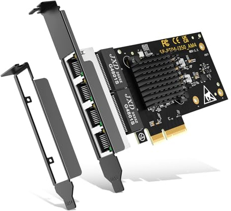 Tarjeta de Red Base-T de 4 Puertos, Controlador Intel I350, Adaptador PCIe Ethernet NICGIGA 4 x 1G, Tarjeta Nic de Puerto RJ45 de 1 GB, Windows 10/11/Windows Server/Linux