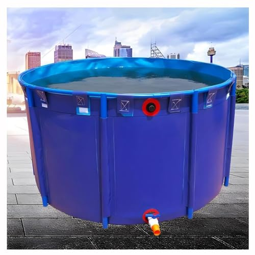 ZBORAVPIX Estanque de Peces de Tela, Tanque for Peces de Piscina elevada de Lona de PVC Azul con Marco de Acero, Paquete de 1(1.2x0.8m)